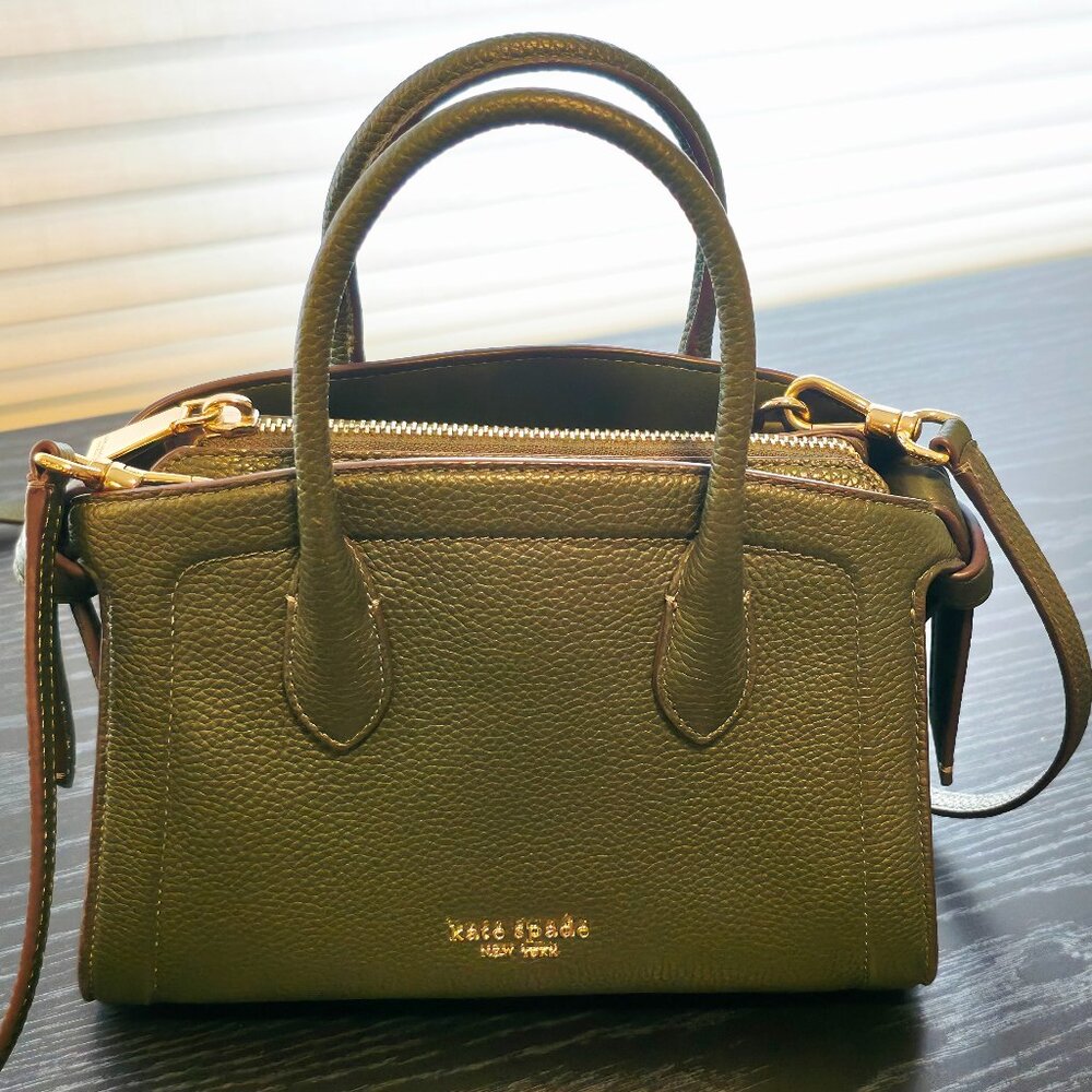 Authentic Kate Spade Knott Green Pebbled Leather Crossbody Satchel Handbag